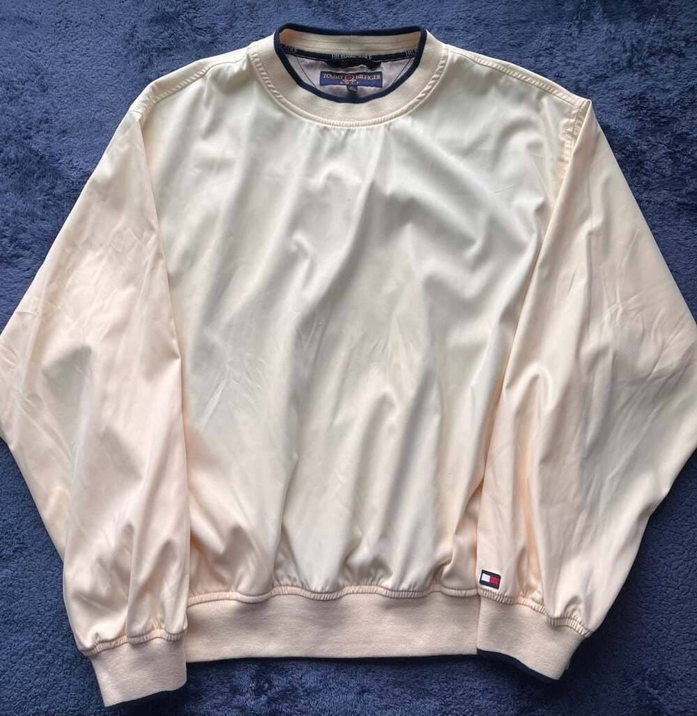Vintage Y2K Tommy Hilfiger Golf Yellow Long Sleeve Crewneck Windbreaker Size XL